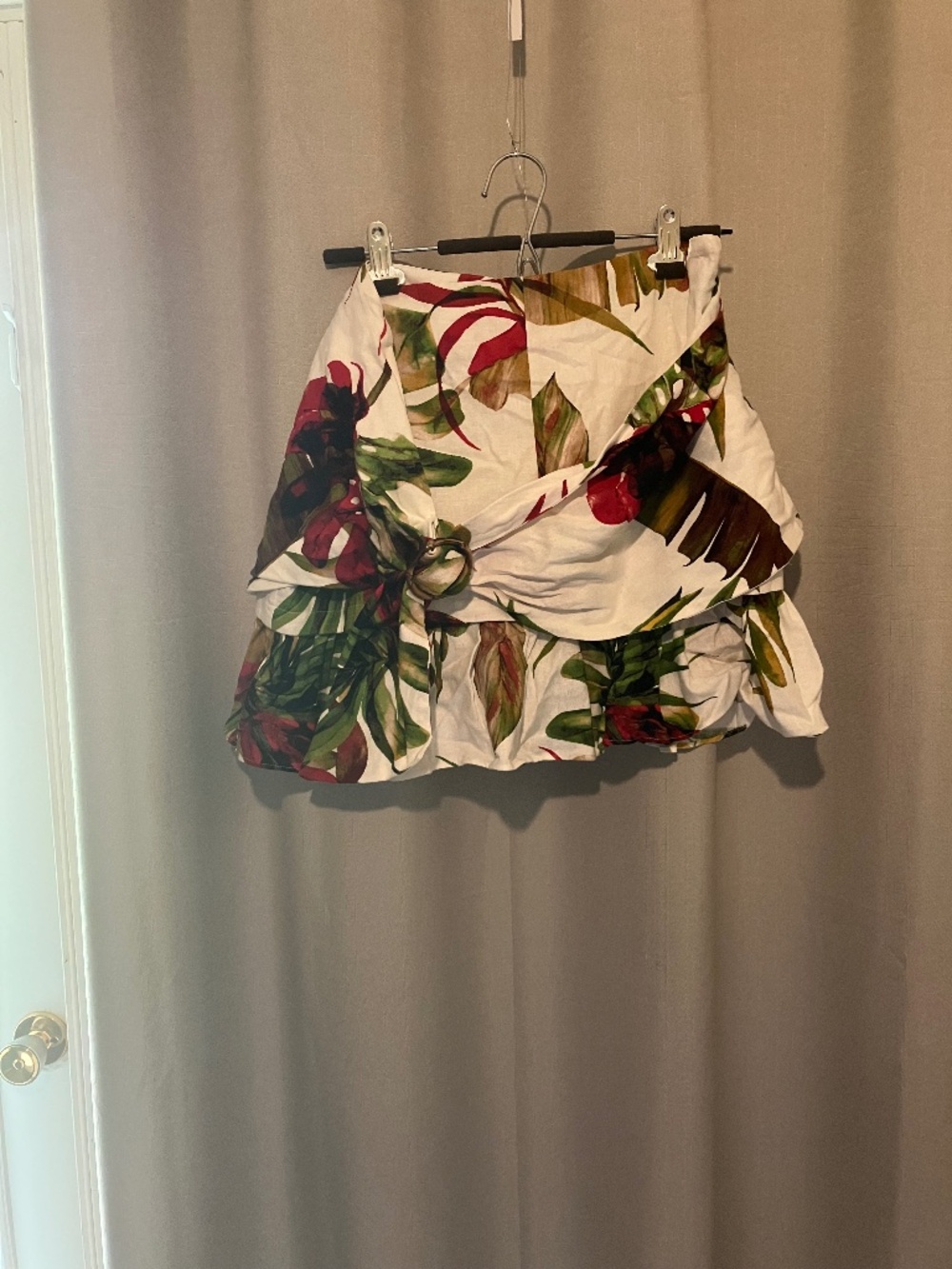 Maison dAmelie linen blend floral faux wrap mini skirt